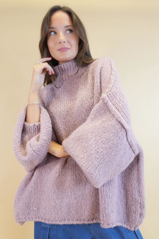 Big Softie Funnel Grunge Knit Dusky Rose